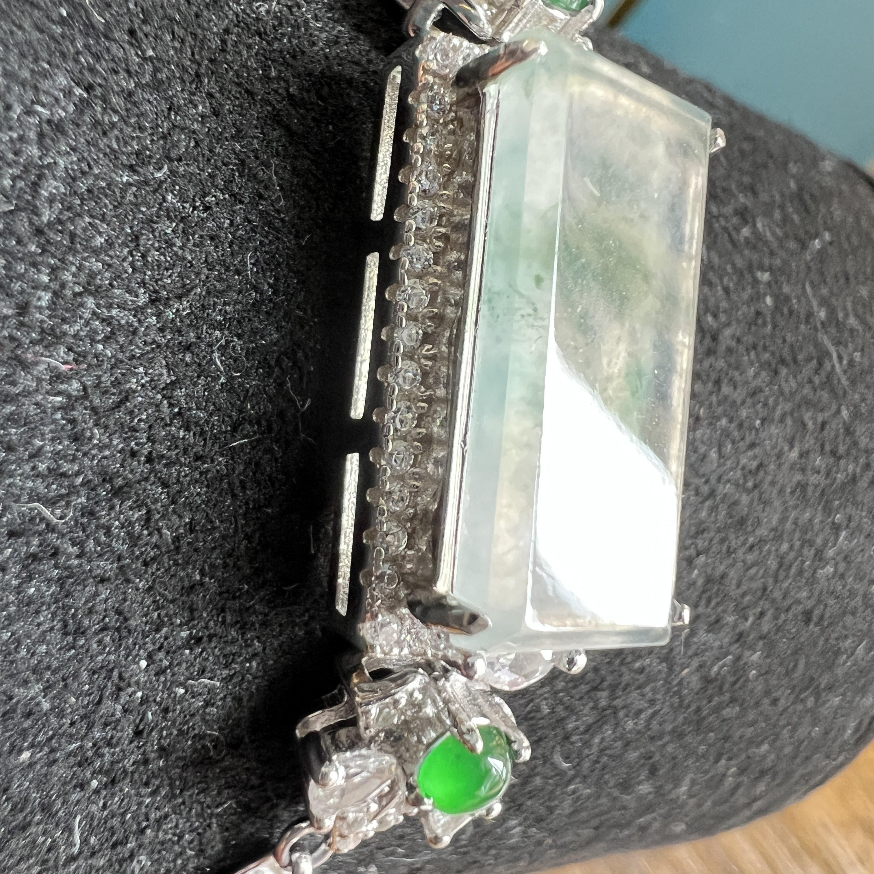 正冰種飄綠花方糖手鍊