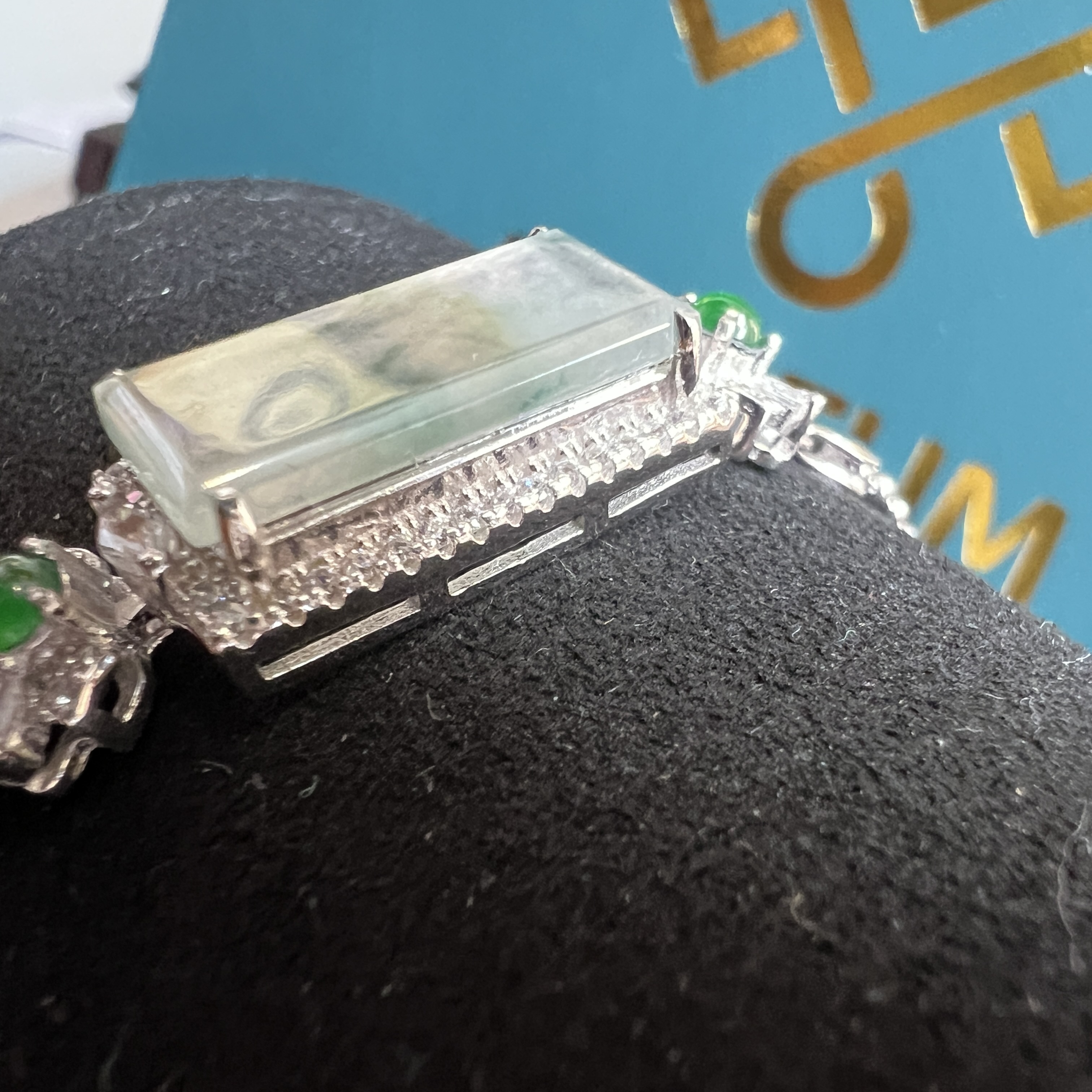 正冰種飄綠花方糖手鍊