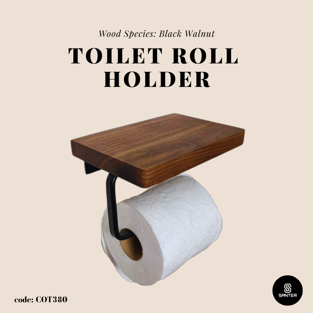 COT380. Black Walnut Solid Wood Toilet Paper Roll Holder