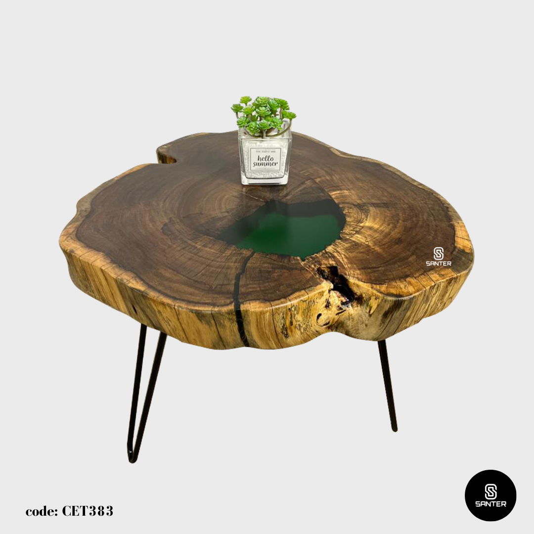 CET383. Jackfruit Solid Wood Coffee Table/ Side Table (Emerald Green)
