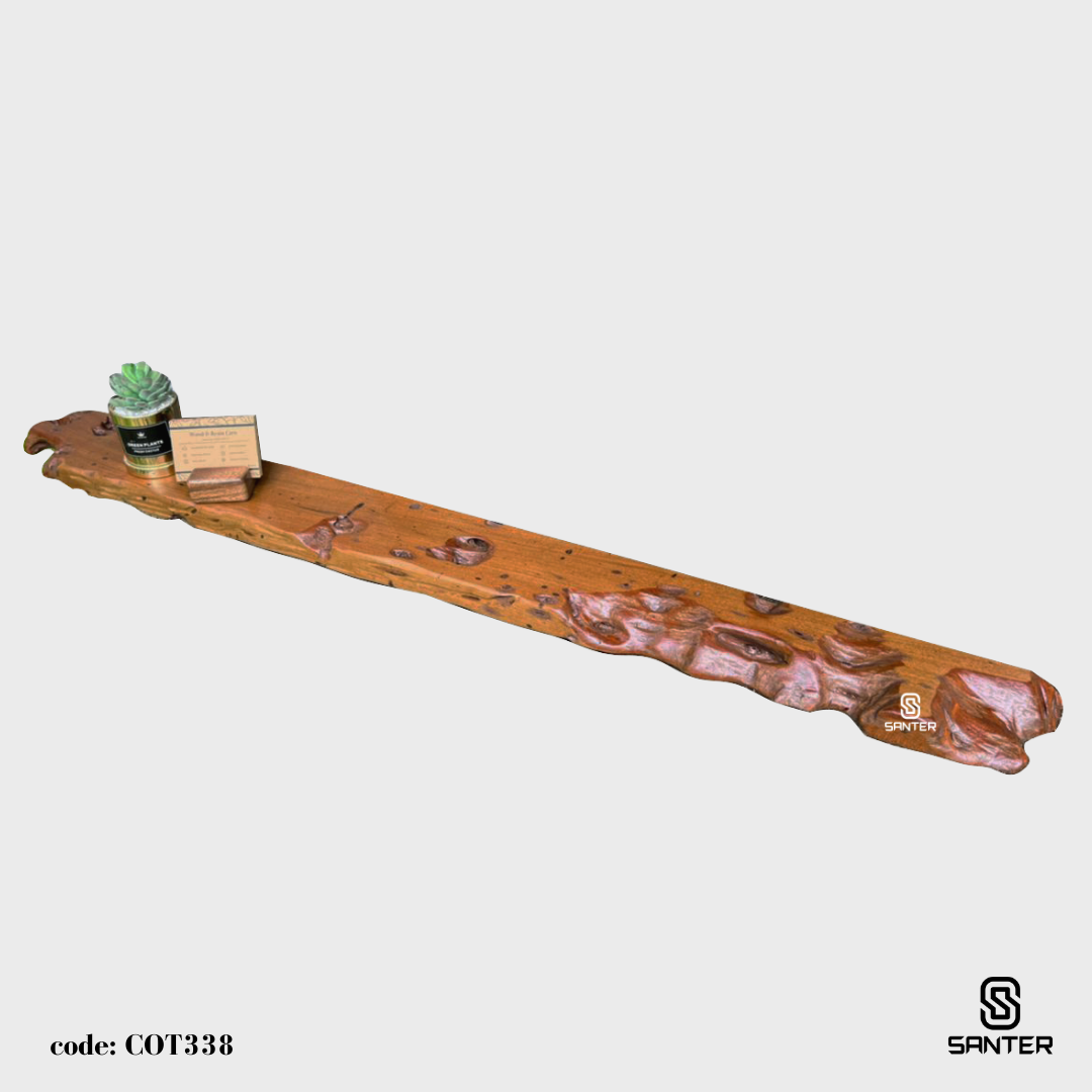 COT338. Chengal Emas Solid Wood Live Edge Floating Wall Shelf