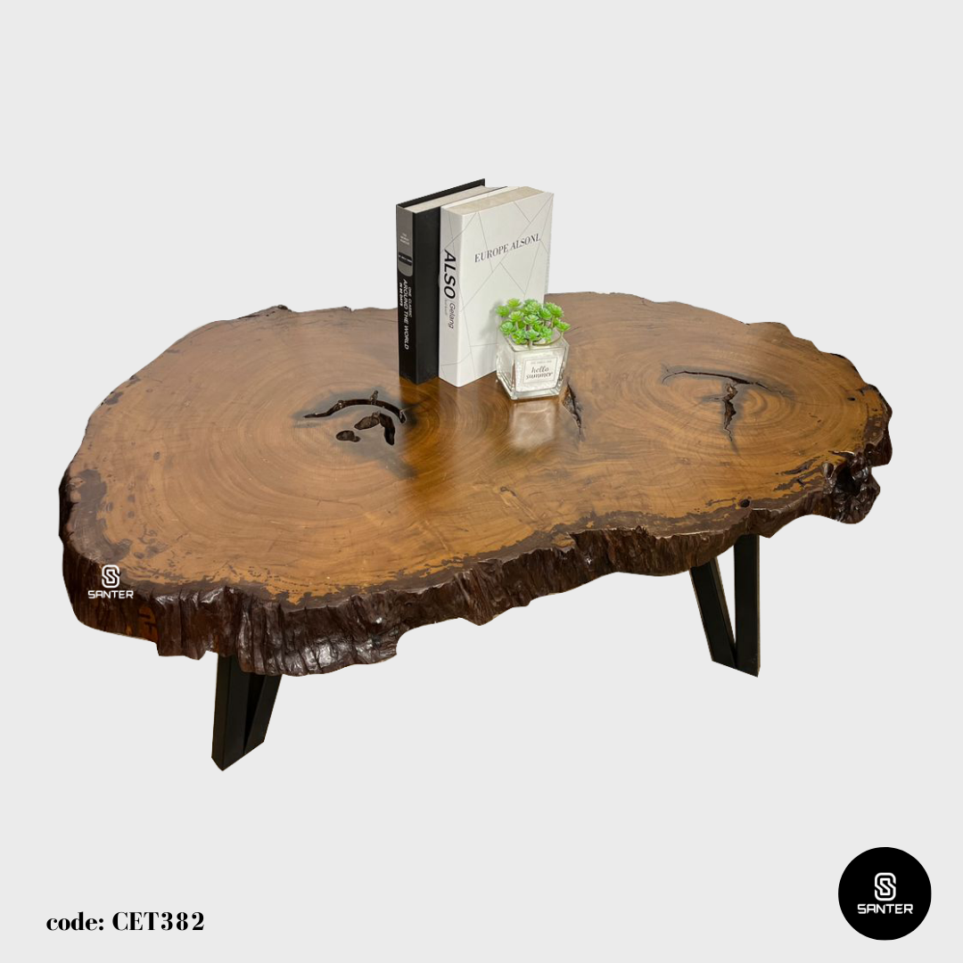 CET382. Chengal Emas Solid Wood Rustic Coffee Table