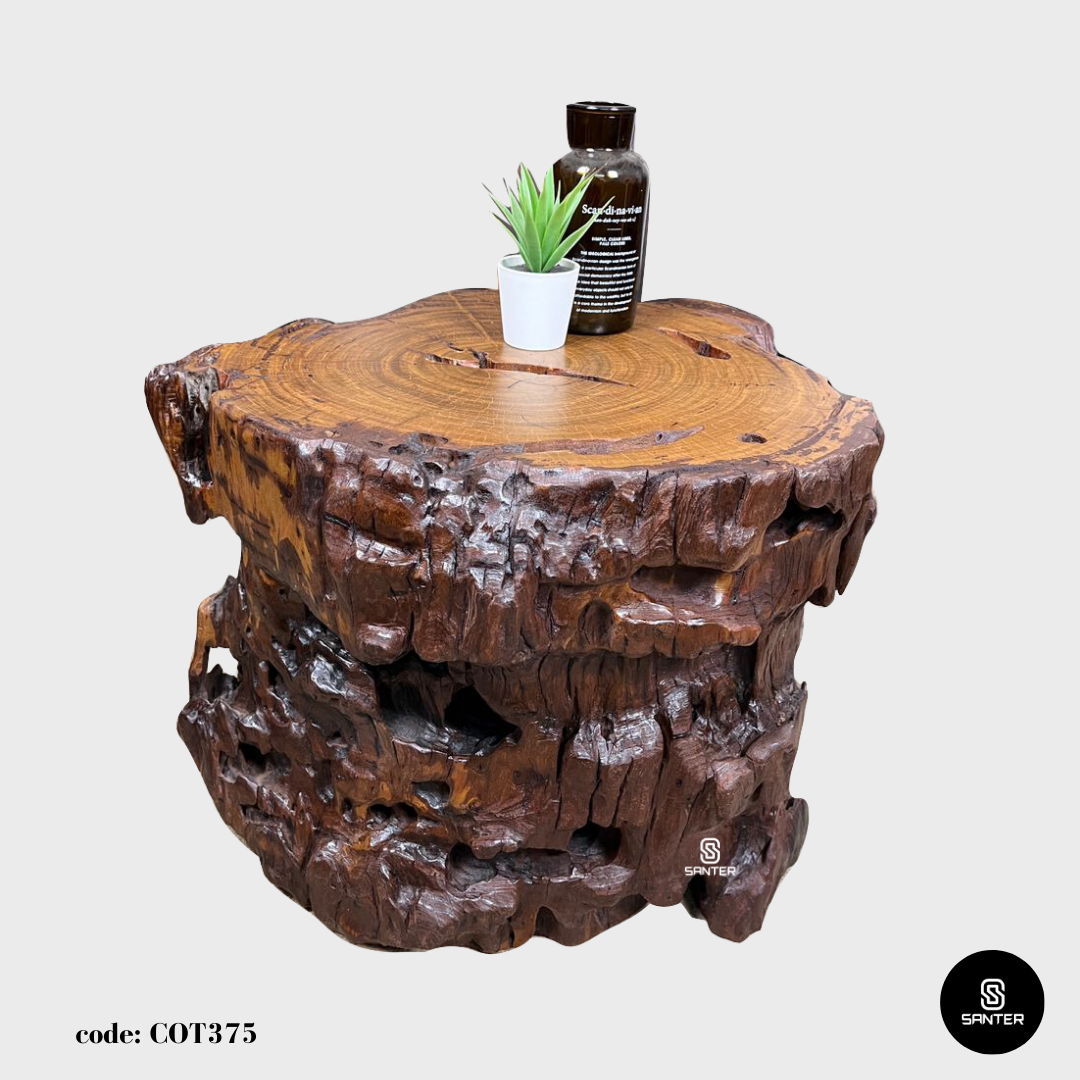 COT375. Chengal Emas Artistic Wood Pedestal/ Stump/ Side Table