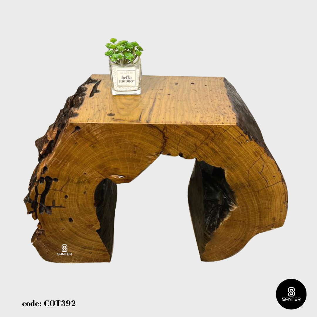COT392. Chengal Emas Artistic Wood Pedestal/ Stump/ Side Table/ Stool