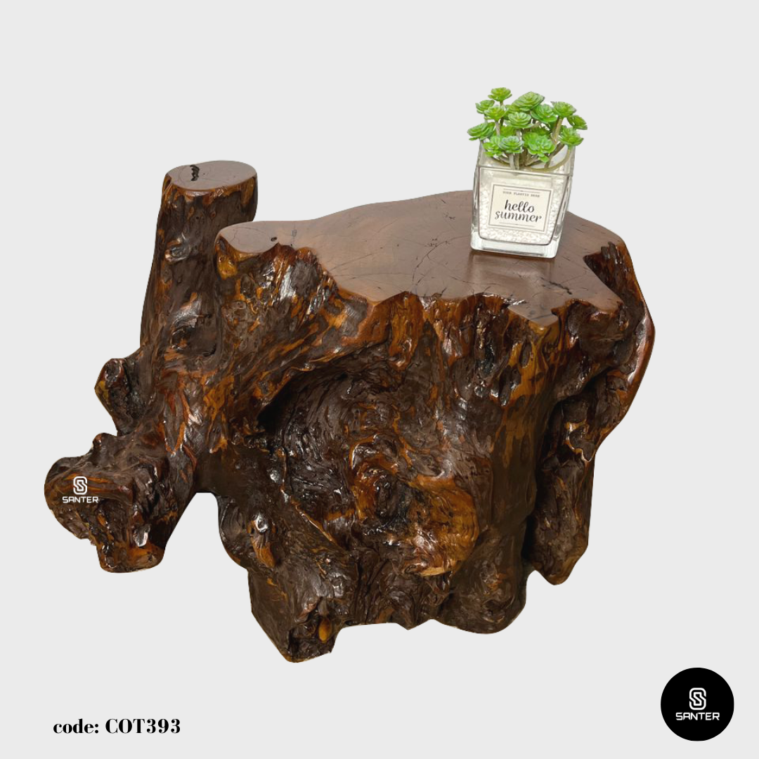 COT393. Chengal Emas Rustic Wood Pedestal/ Stump/ Side Table