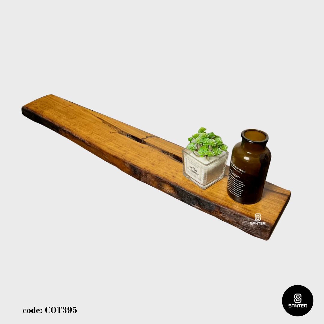 COT395. Chengal Emas Solid Wood Live Edge Floating Wall Shelf