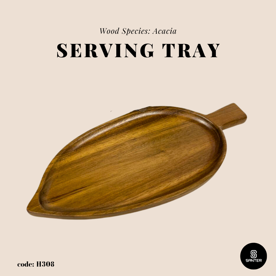 H308. Acacia Wood Serving Tray/ Serving Platter/ Vanity Tray