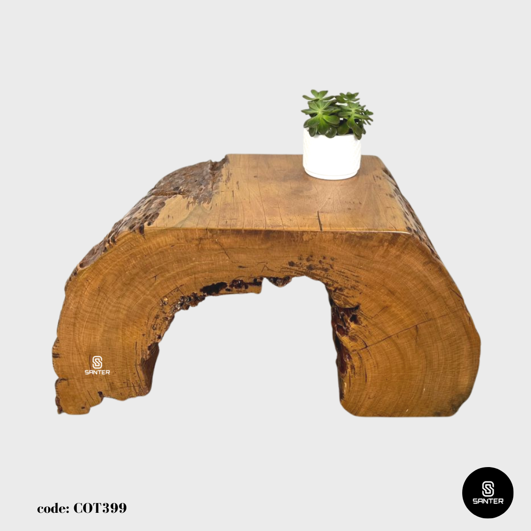 COT399. Chengal Emas Artistic Wood Pedestal/ Stump/ Side Table/ Stool