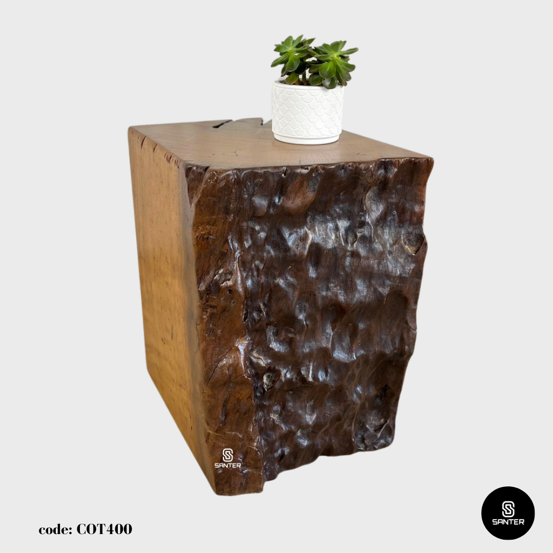 COT400. Chengal Emas Artistic Wood Pedestal/ Stump/ Side Table/ Stool