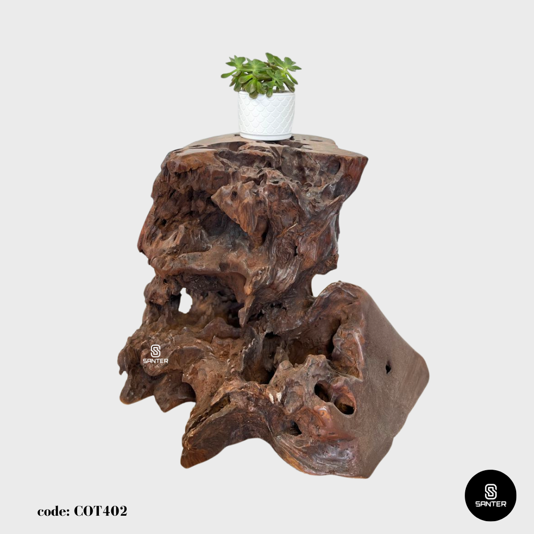 COT402. Chengal Emas Artistic Wood Pedestal/ Stump/ Side Table/ Stool