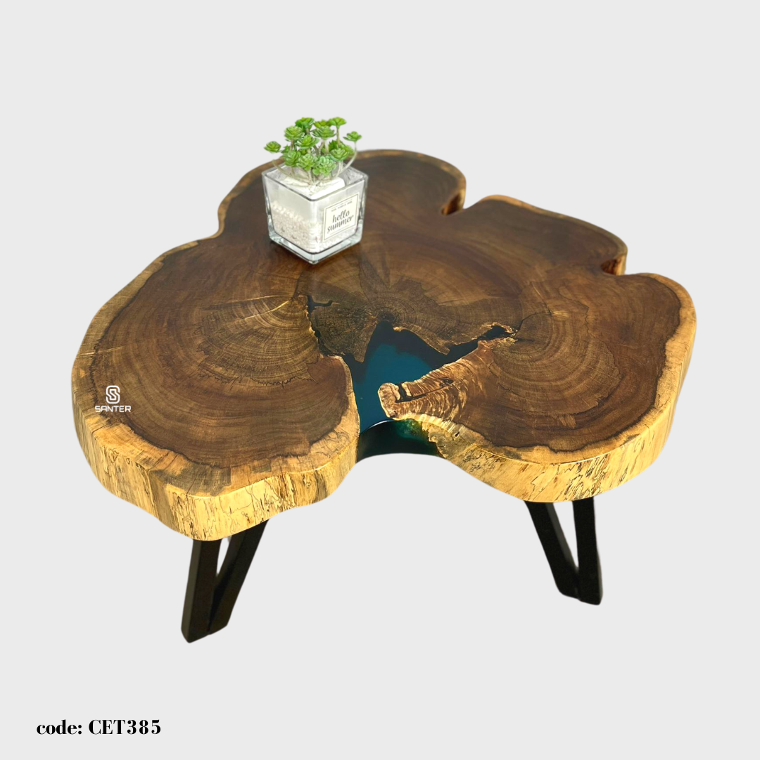 CET385. Jackfruit Solid Wood Coffee Table/ Side Table (Topaz Blue)