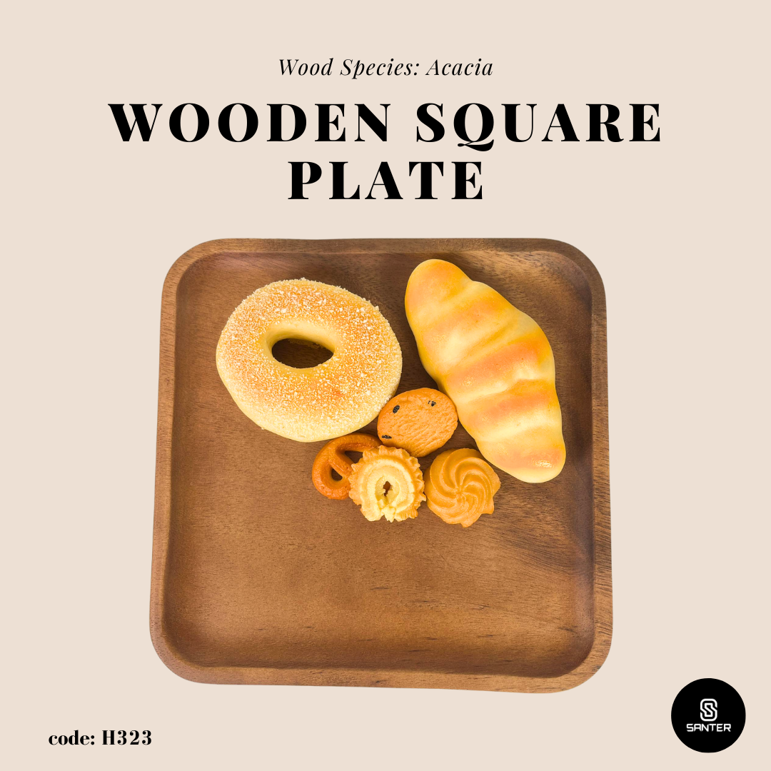 H323. Acacia Wood Square Wooden Plate