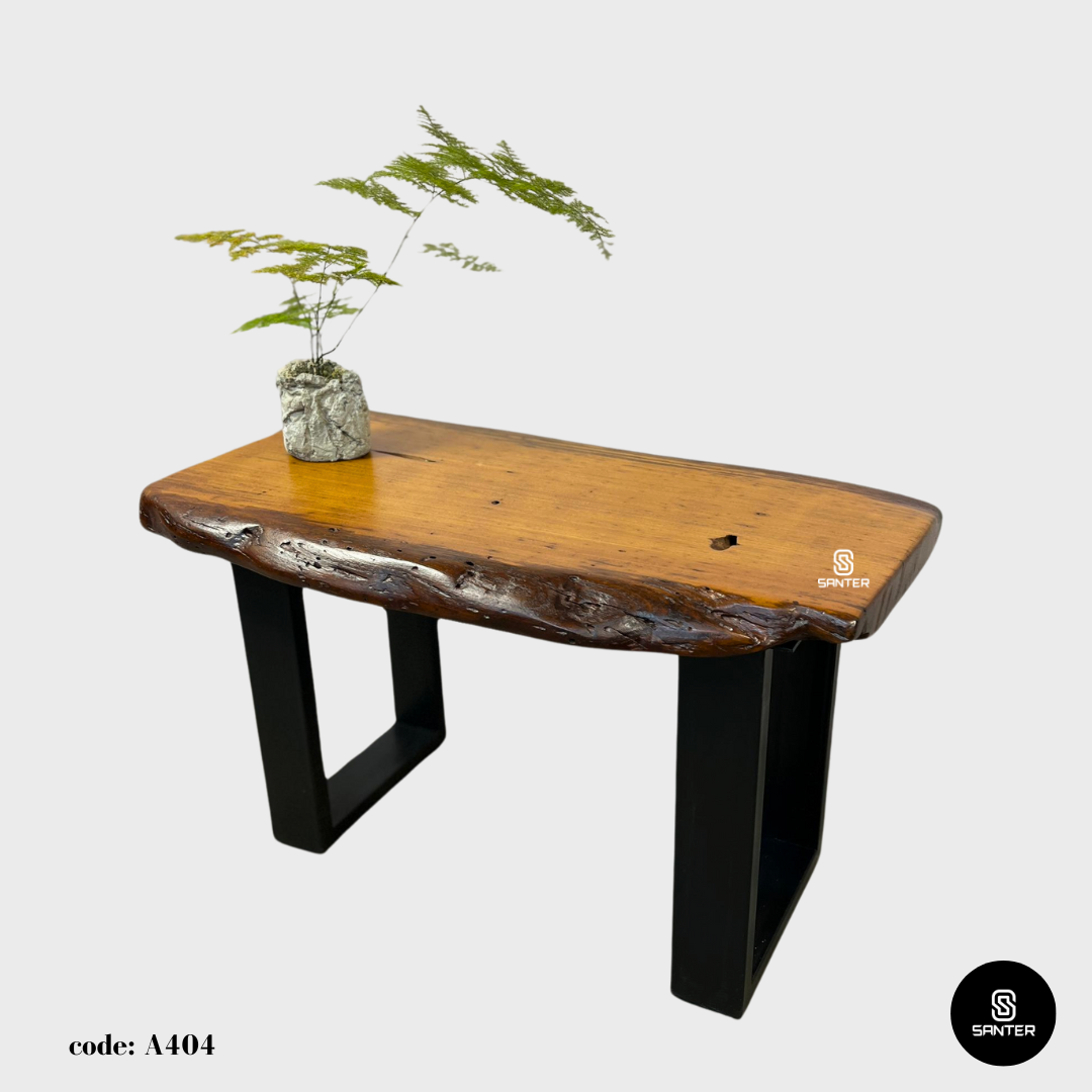 A404. Chengal Emas Solid Wood Rustic Bench / Shoe Bench