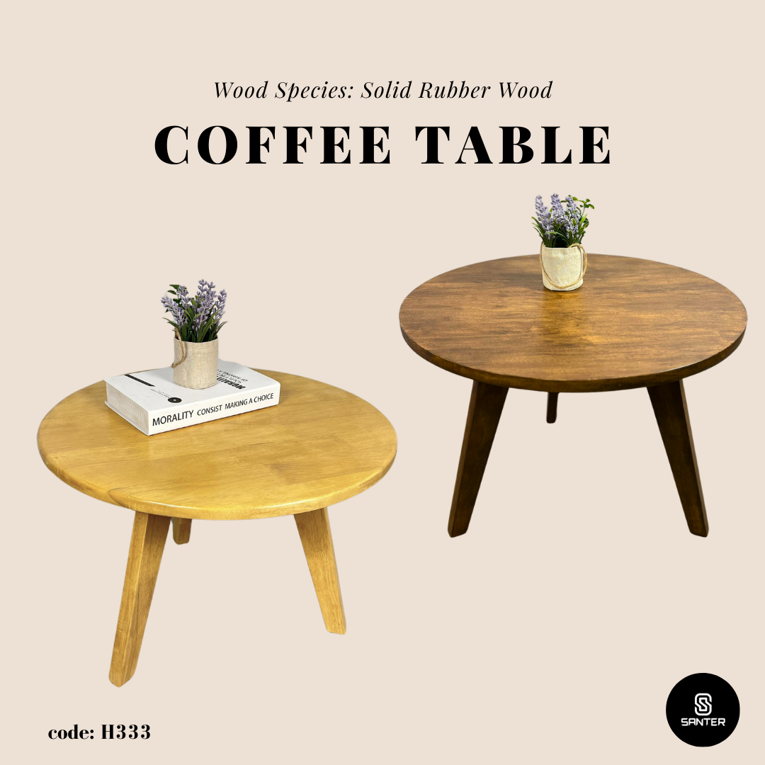 H333. Solid Rubber Wood Coffee Table
