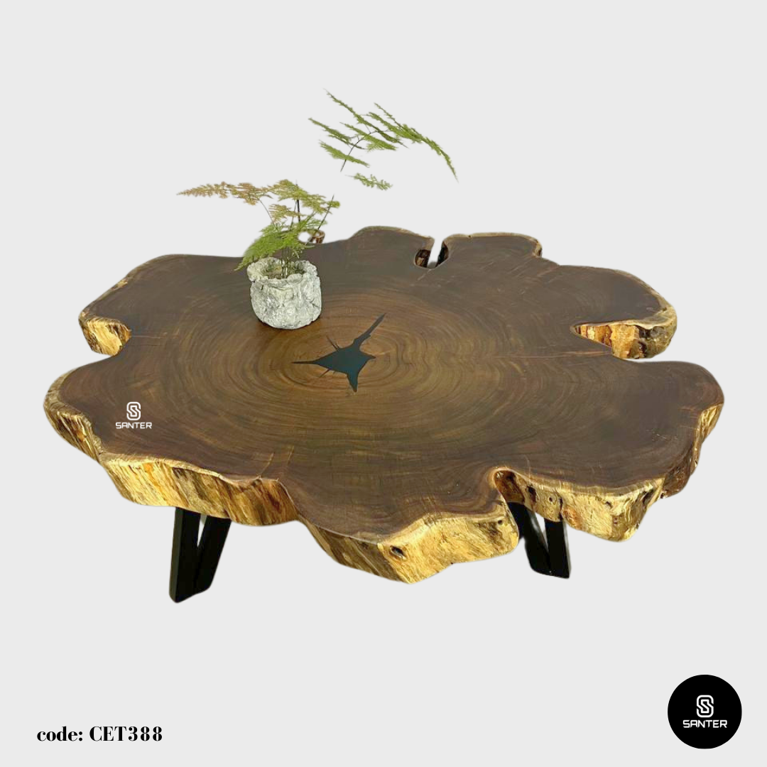 CET388. Acacia Solid Wood Coffee Table (Emerald Green)