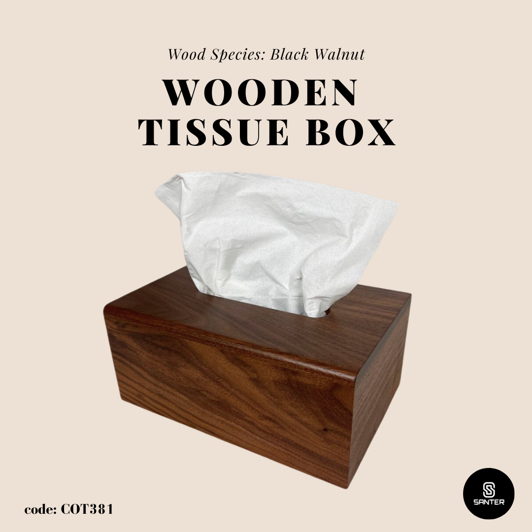 COT381. Black Walnut Solid Wood Tissue Paper Box