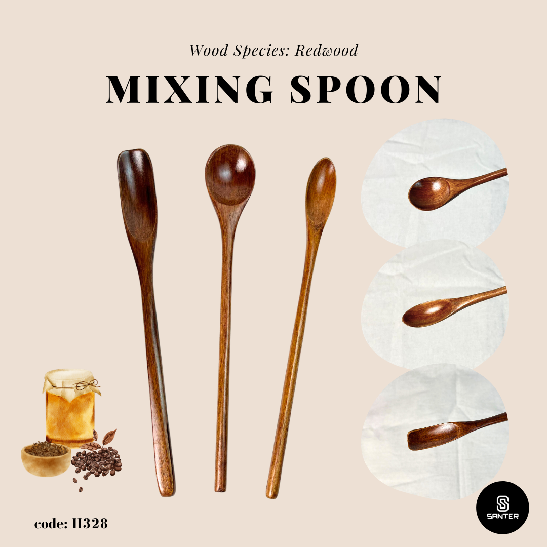 H328. Redwood Wooden Mixing Spoon / Honey Spoon / Coffee Spoon / Stirring Spoon / Cocktail Stirrer Spoon