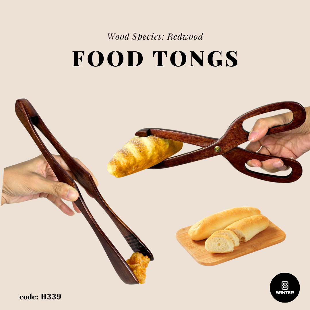 H339. Redwood Wooden Food Tongs / Kitchen Cooking Tool / Wooden Clip Tongs