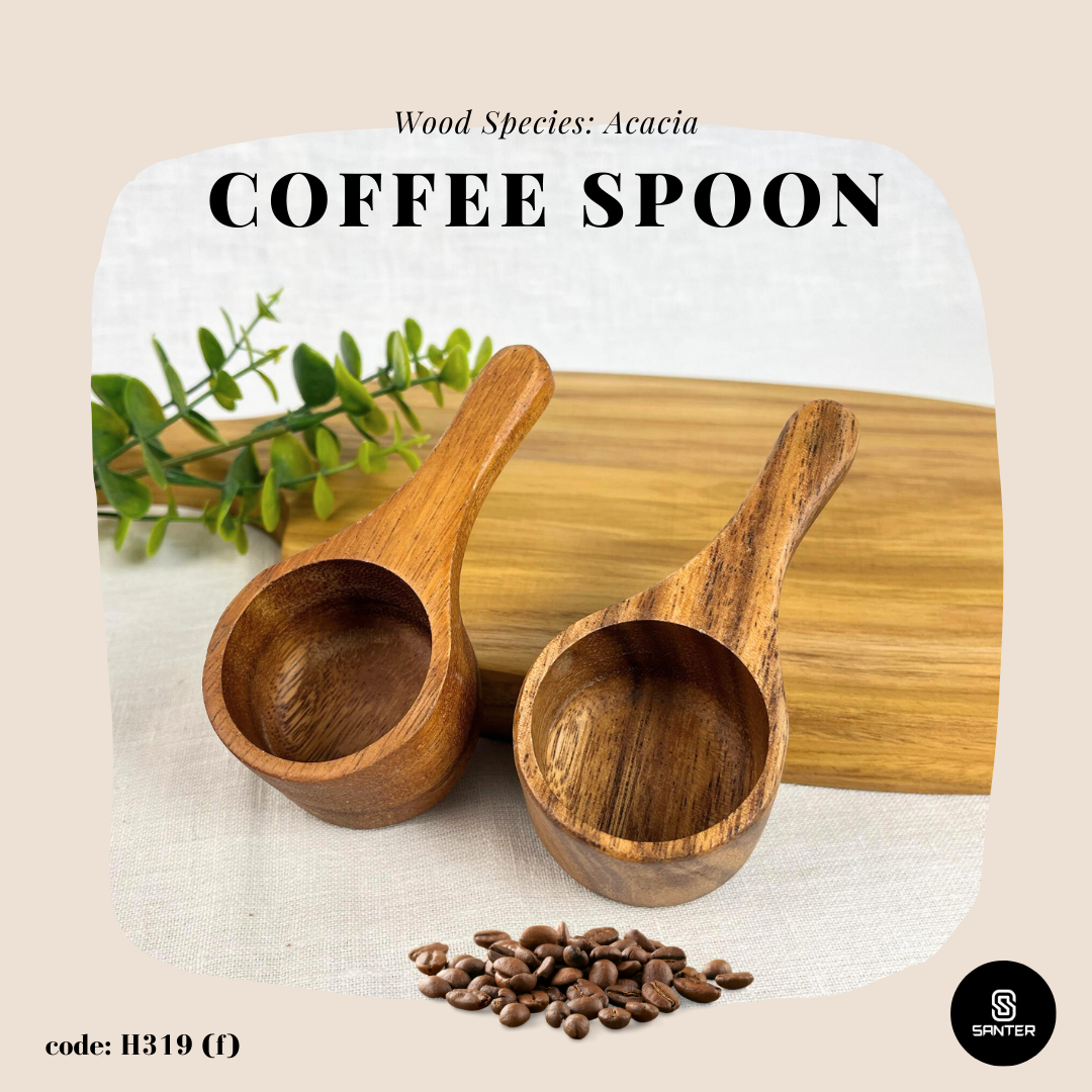 H319 (F). Acacia Wood Wooden Coffee Spoon / Tea Spoon / Wooden Coffee Ground Spoon / Measuring Spoon