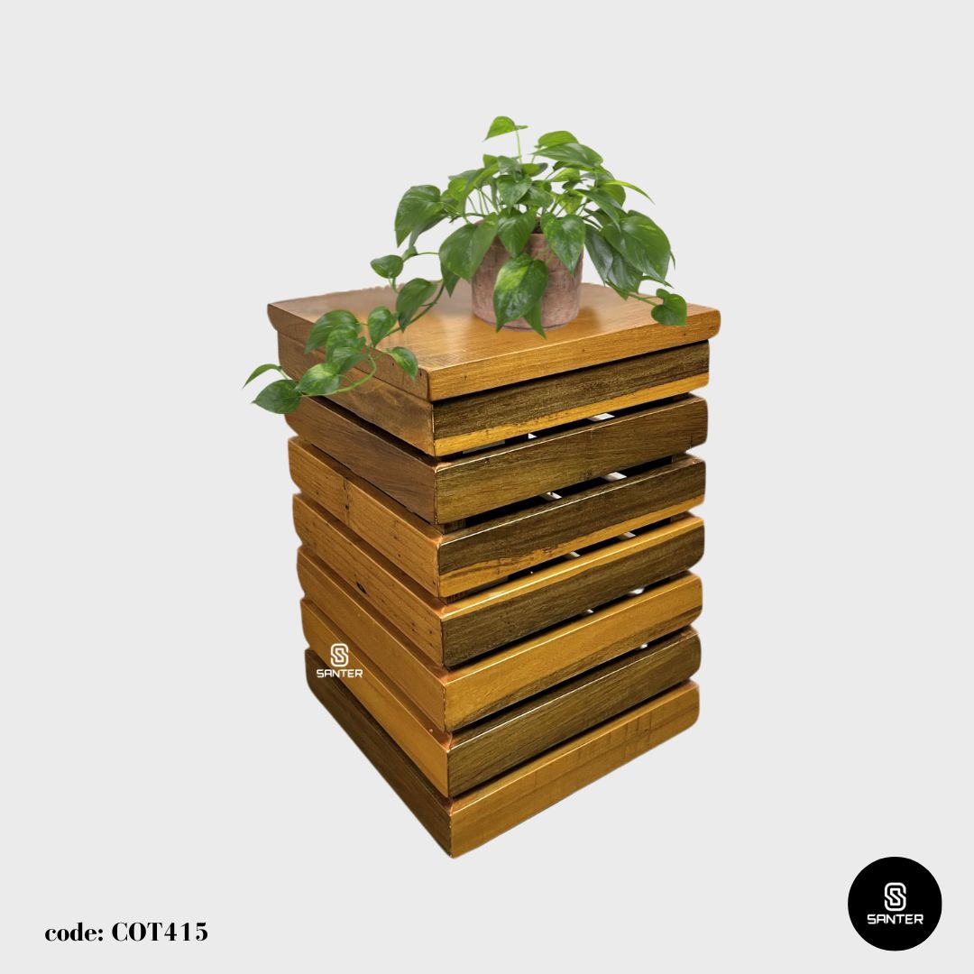 COT415. Chengal Emas Solid Wood Stool / Plant Stool / Side Table / Bedside Table / Sofa Table