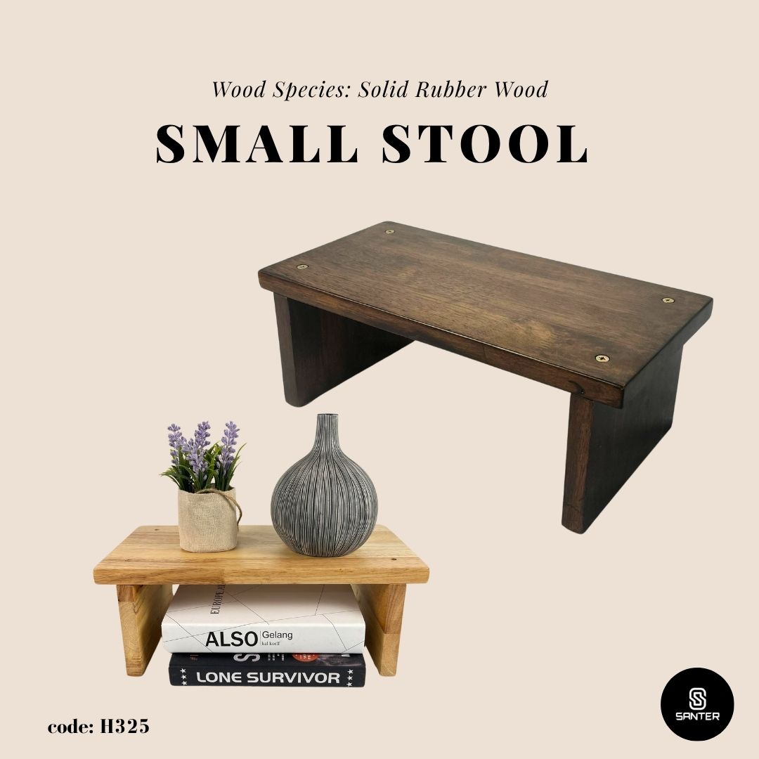 H325. Solid Rubber Wood Stool / Flower Pot Stool / Plant Stool / Small Bench