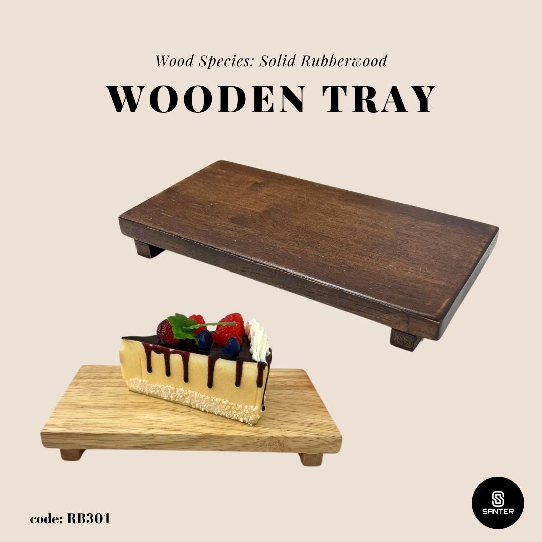 RB301. Solid Rubber Wood Sushi Tray / Wooden Tray / Display Tray / Tray with legs / Wooden Coaster