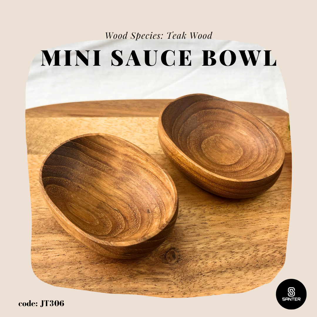 JT306. Teak Wood Wooden Sauce Bowl/ Dipping Bowl/ Pinch Bowl/ Wooden Small Bowl