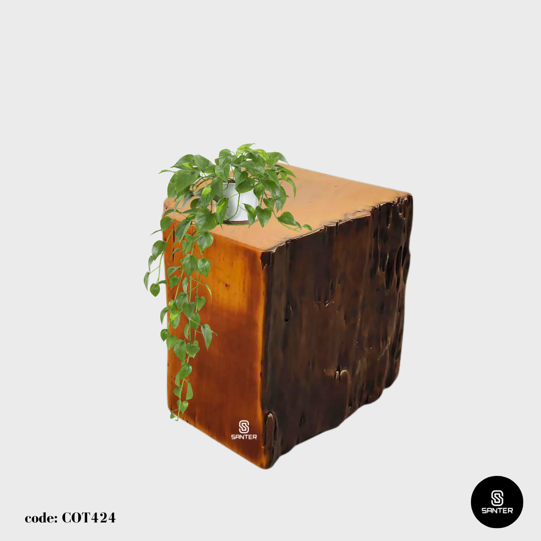 COT424. Chengal Emas Artistic Wood Pedestal/ Wooden Stump / Rustic Stump / Plant Stool