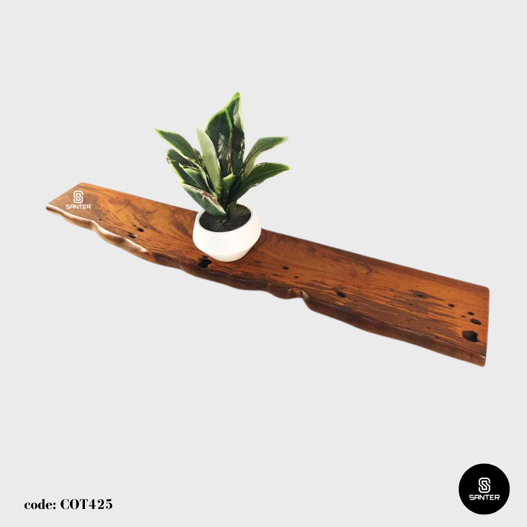 COT425. Chengal Emas Solid Wood Rustic Live Edge Floating Wall Shelf / Hanging Wall Shelf