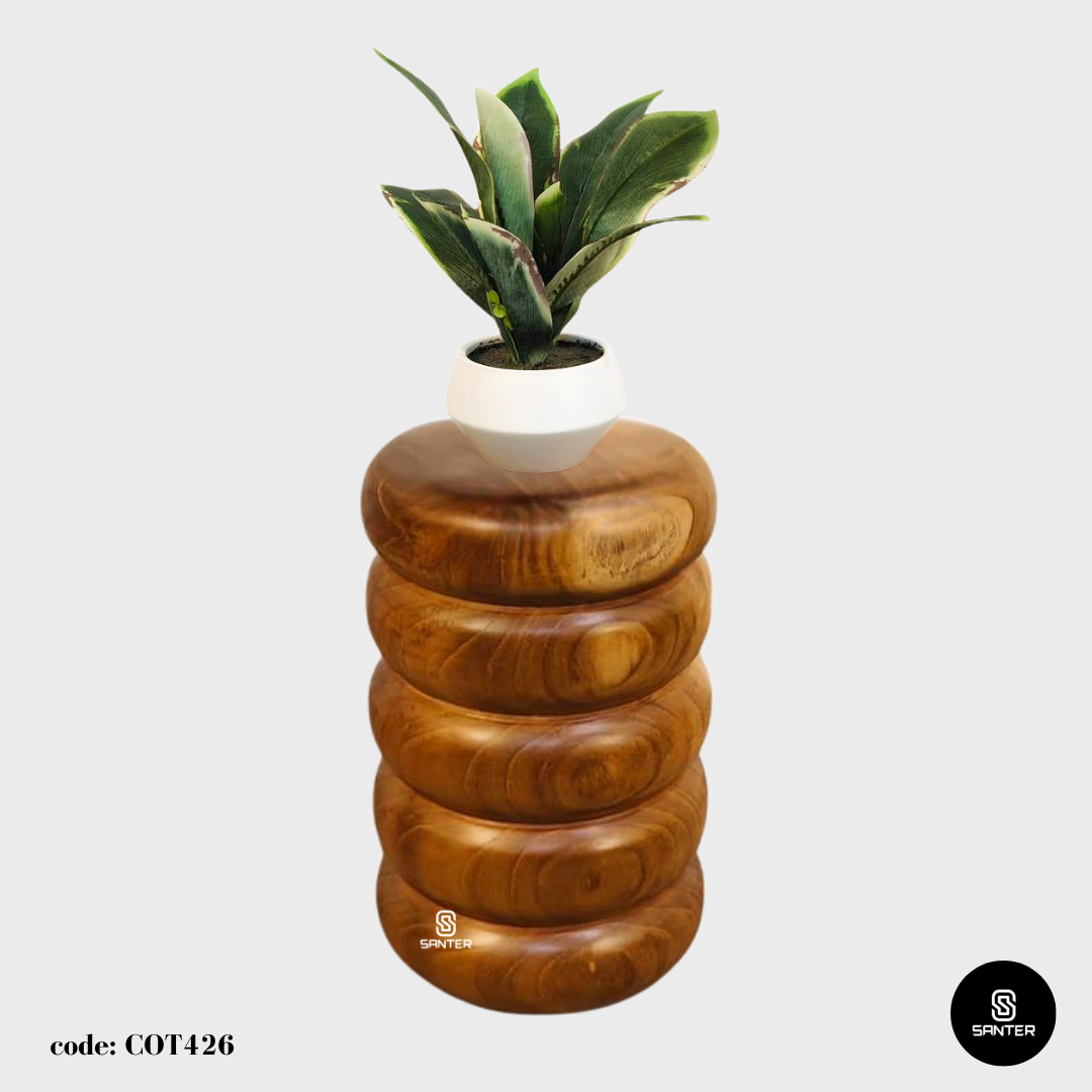 COT426. Teak Wood Artistic Pedestal/ Wooden Pedestal/ Wooden Decor / Mini Wooden Stump / Mini Wooden Stool / Plant Stool
