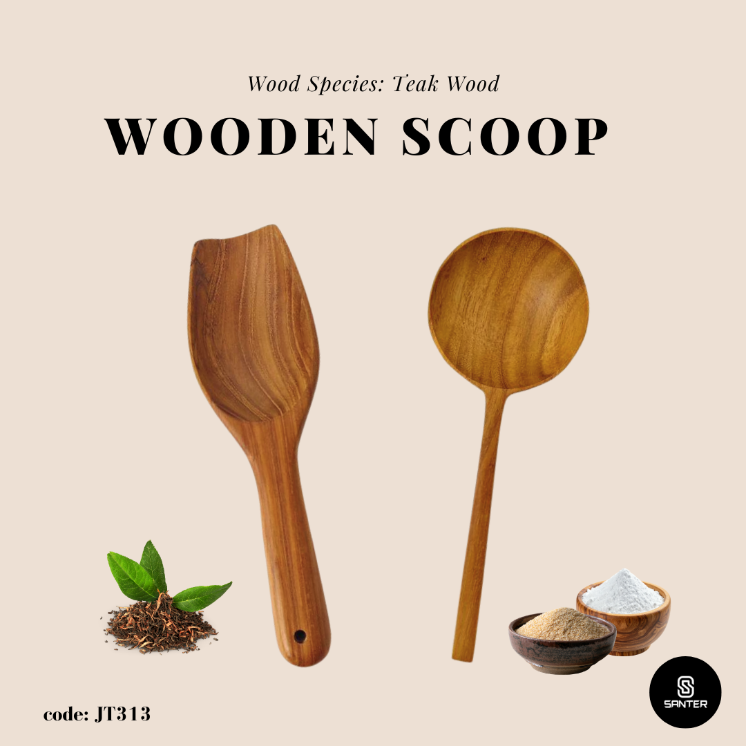 JT313. Teak Wood Wooden Scoop Spoon/ Tea Leaf Scoop/ Condiment Scoop/ Seasoning Spoon/ Spice Spoon