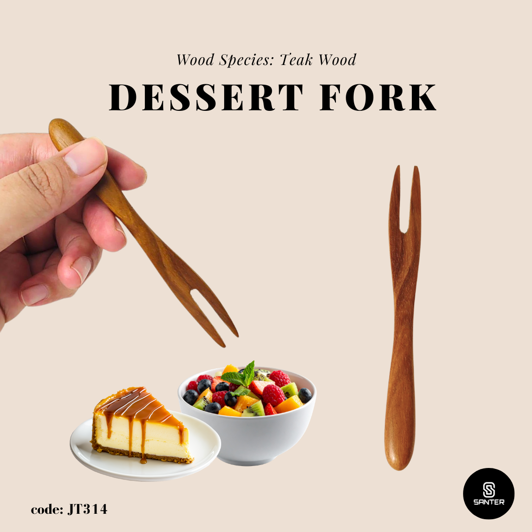 JT314. Teak Wood Wooden Fork/ Dessert Fork/ Appetizer Fork/ Fruit Fork/ Mini Cake Fork