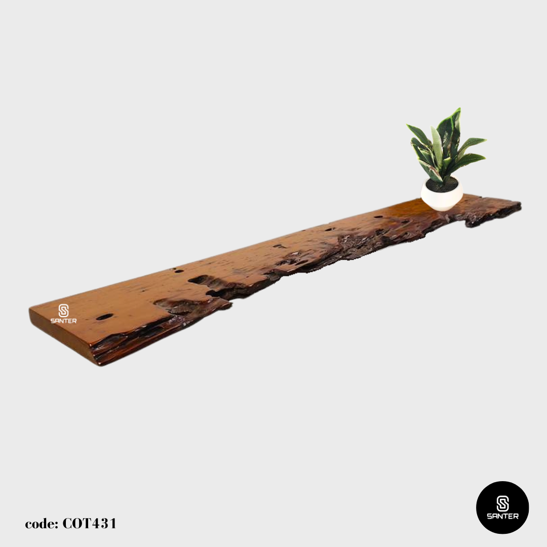 COT431. Chengal Emas Solid Wood Rustic Live Edge Floating Wall Shelf / Hanging Wall Shelf