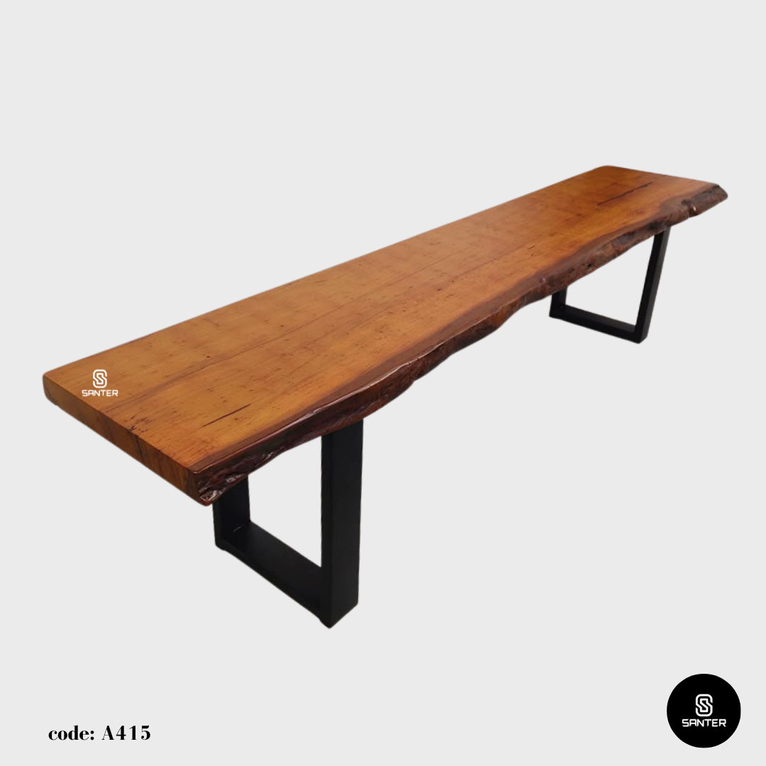 A415. Chengal Emas Solid Wood Rustic Bench / Dining Bench / TV Console / Wooden Bench / Shoe Bench