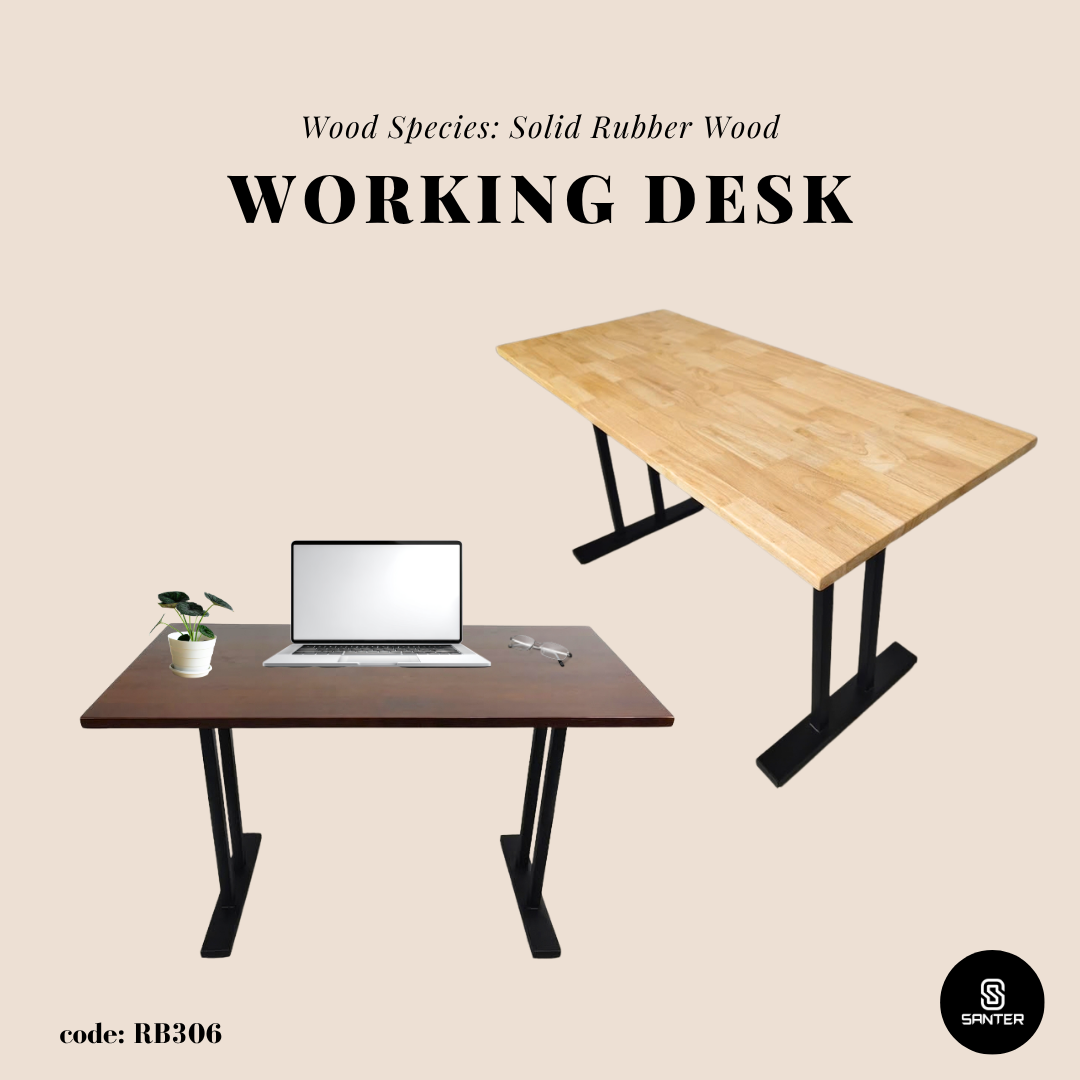 RB306. Solid Rubber Wood Office Table/ Study Table/ Working Desk/ Writing Table/ Computer Desk