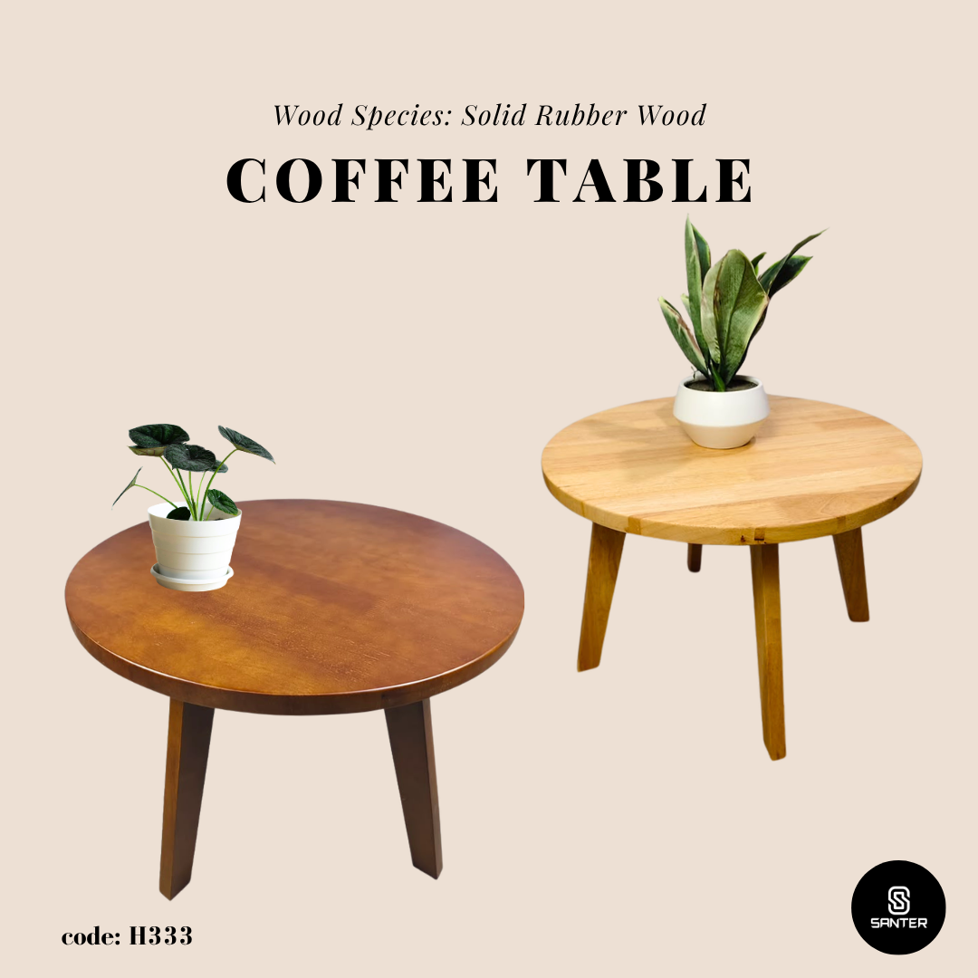 H333. Solid Rubber Wood Coffee Table