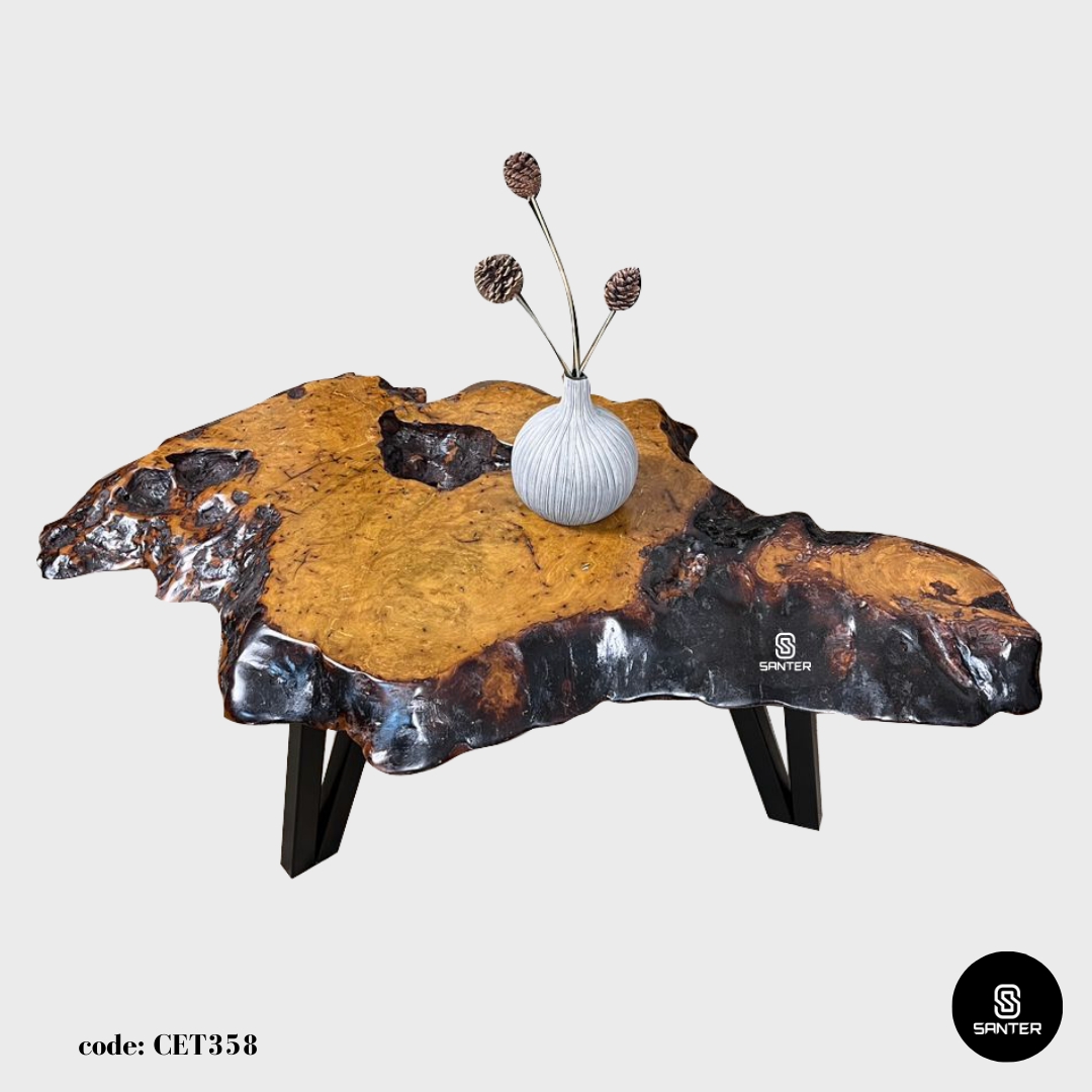 CET358. Chengal Emas Solid Wood Coffee Table/ Sofa Table (Burl Wood)