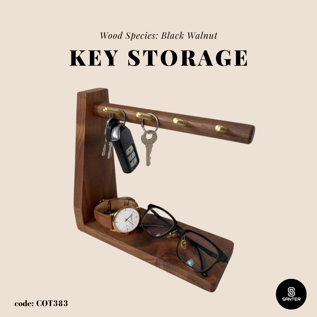 COT383. Black Walnut Solid Wood Key Holder/ Decoration Storage Tray