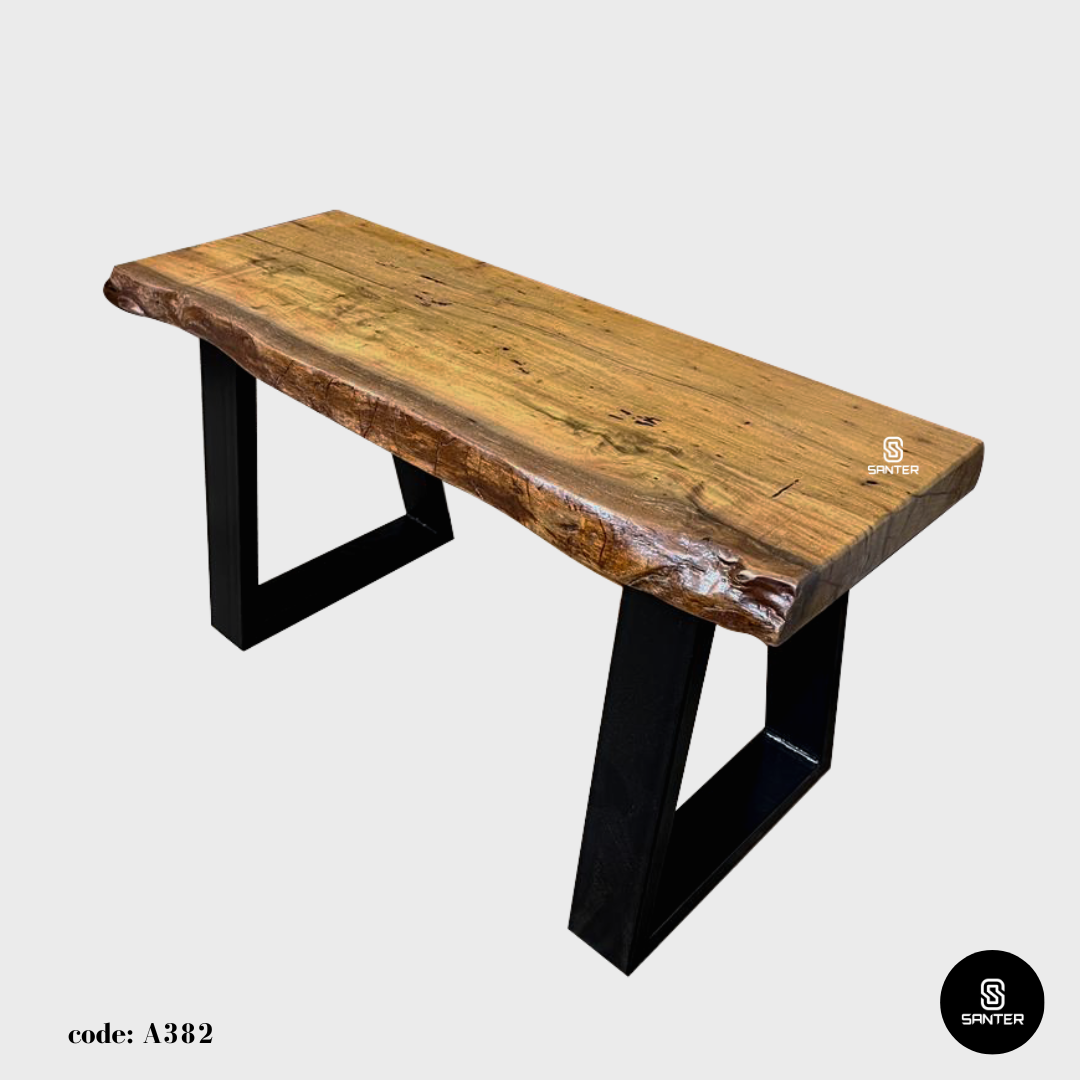 A382. Chengal Emas Solid Wood Rustic Bench