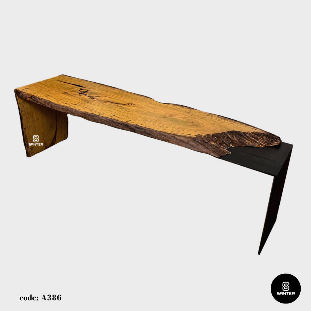 A386. Chengal Emas Solid Wood Bench/ Industrial Loft Bench