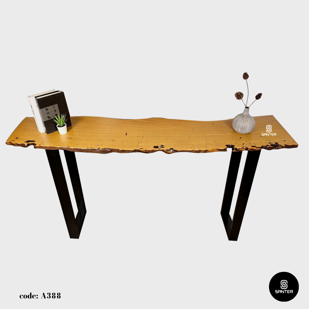 A388. Chengal Emas Solid Wood Rustic Bar Table / Console Table