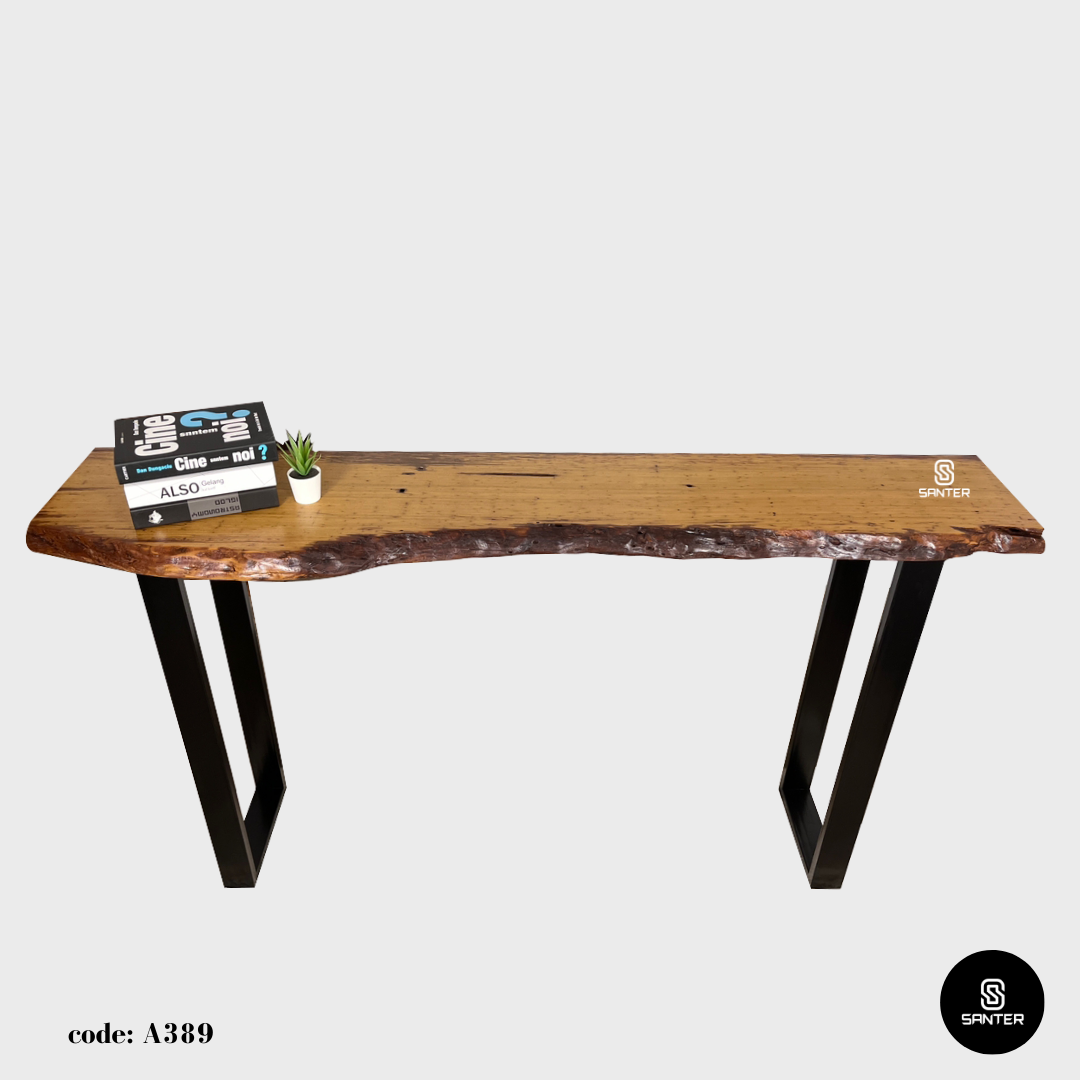 A389. Chengal Emas Solid Wood Rustic Bar Table / Console Table