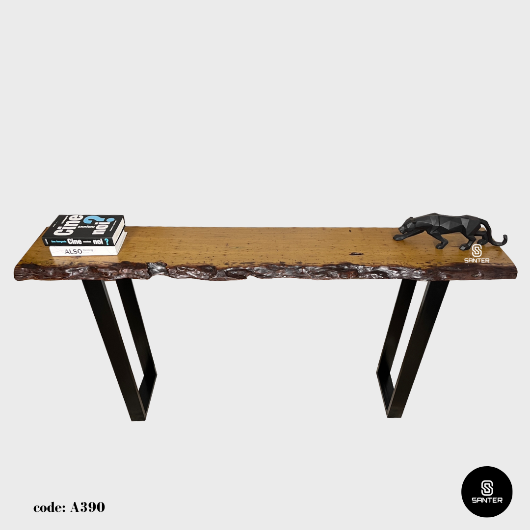 A390. Chengal Emas Solid Wood Rustic Bar Table / Console Table