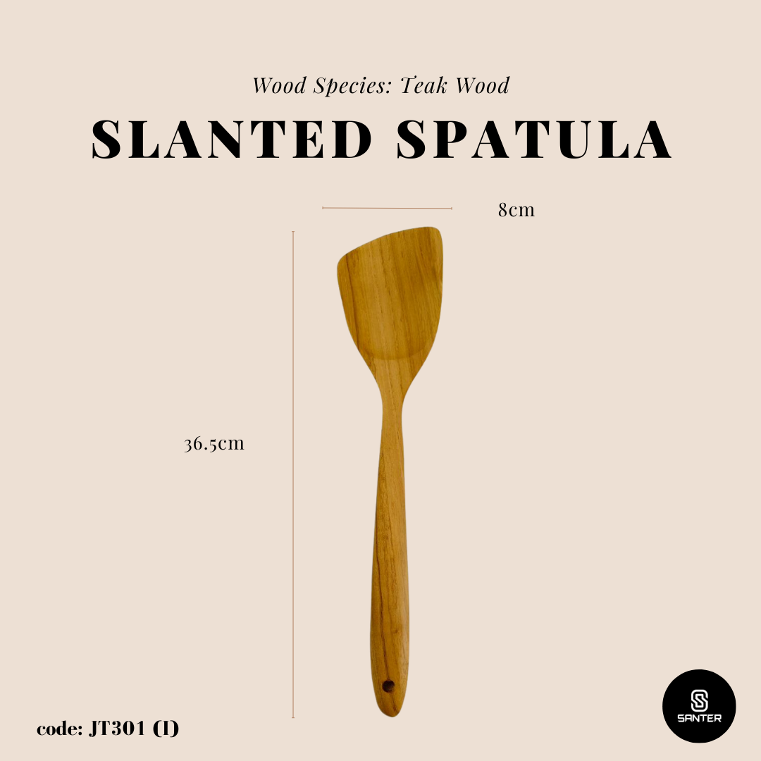 JT301. Teak Wood Wooden Kitchen Utensils / Rice Paddle / Frying Spatula / Wok Spatula / Soup Ladle / Angled Spatula / Slanted Spatula / Slotted Turner