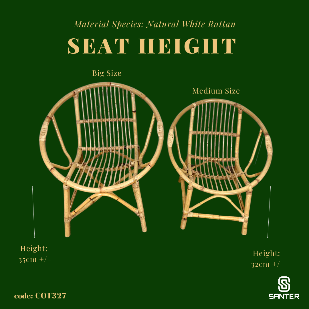 COT327. Natural Rattan Chair (Round Handle - Medium Size)