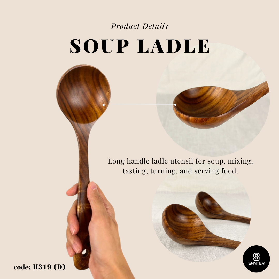 H319. Acacia Wood Wooden Kitchen Utensils / Rice Paddle / Frying Spatula / Wok Spatula / Soup Ladle / Salad Fork / Coffee Spoon