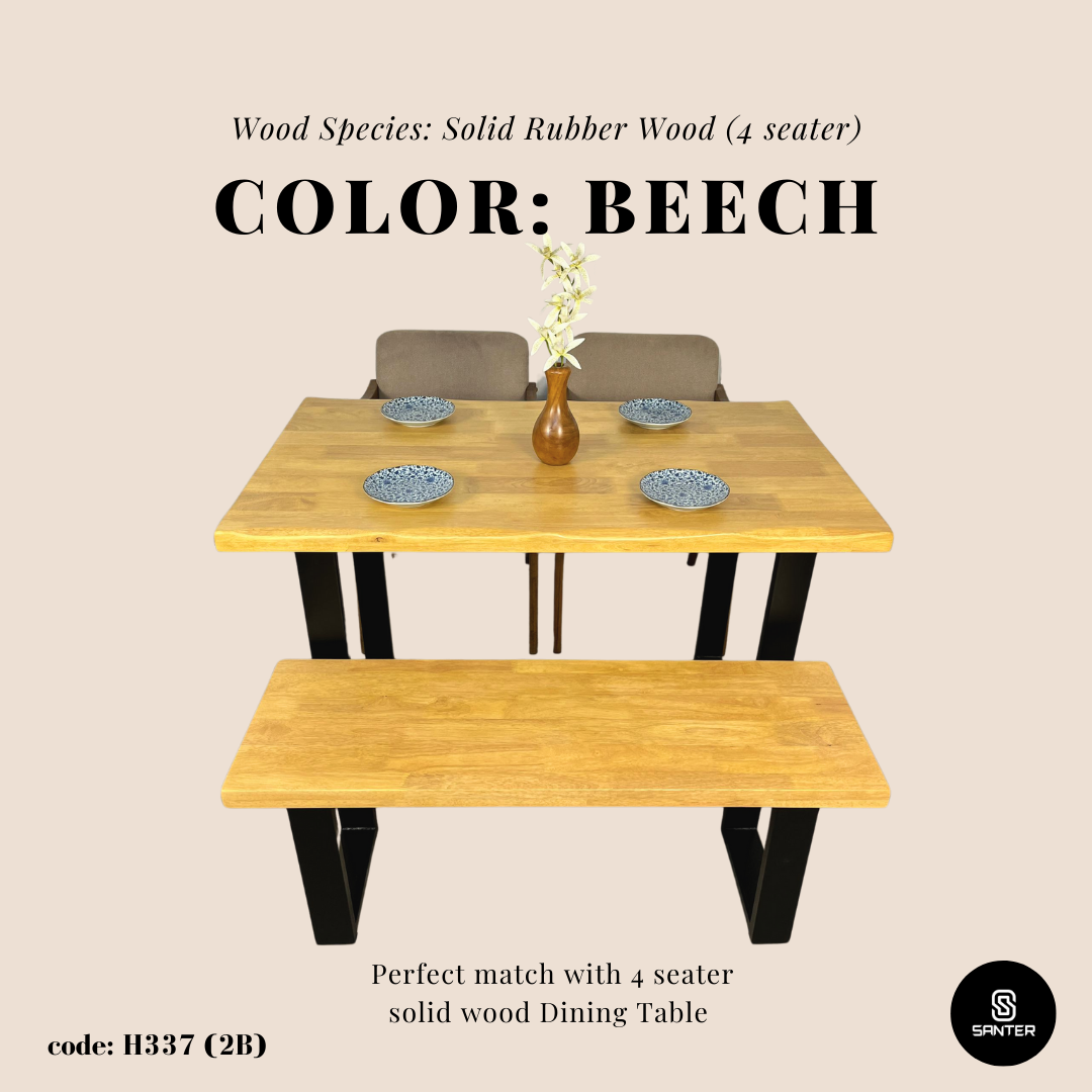 H337. Solid Rubber Wood Bench / Dining Bench / Wooden Bench / Shoe Bench