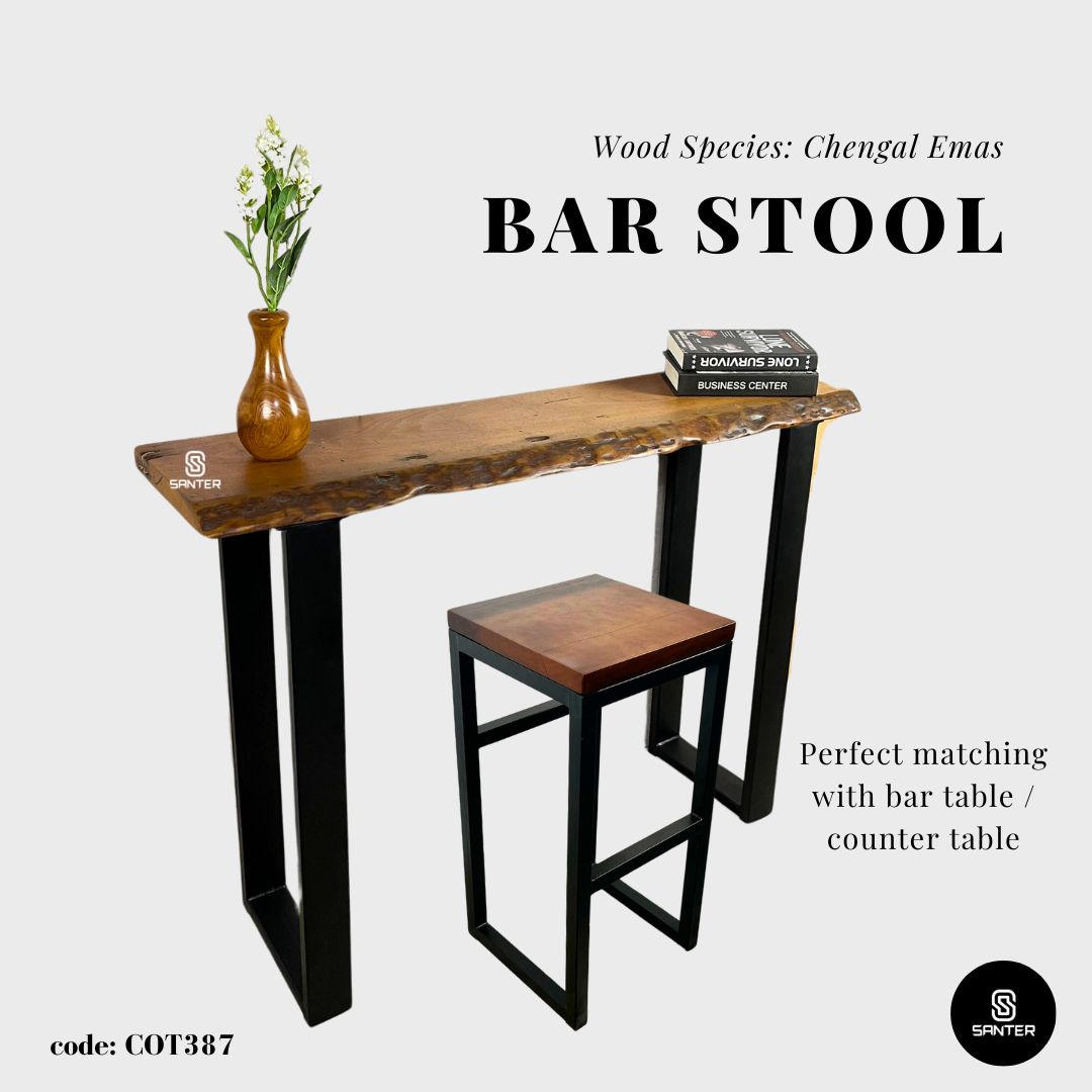 COT387. Chengal Emas Solid Wood Stool/ Chair/ Coffee Table/ Side Table/ Wooden Pedestal/ Bar Stool/ Counter Stool/ Dining Stool