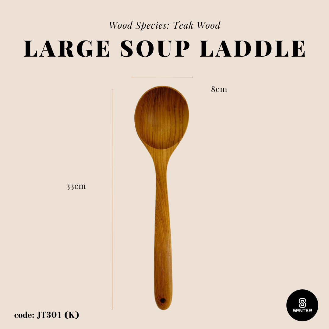 JT301. Teak Wood Wooden Kitchen Utensils / Rice Paddle / Frying Spatula / Wok Spatula / Soup Ladle / Angled Spatula / Slanted Spatula / Slotted Turner