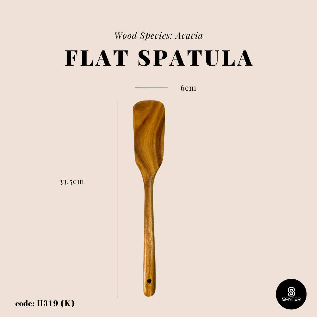 H319. Acacia Wood Wooden Kitchen Utensils / Rice Paddle / Frying Spatula / Wok Spatula / Soup Ladle / Salad Fork / Coffee Spoon / Stirring Spatula / Slotted Spatula